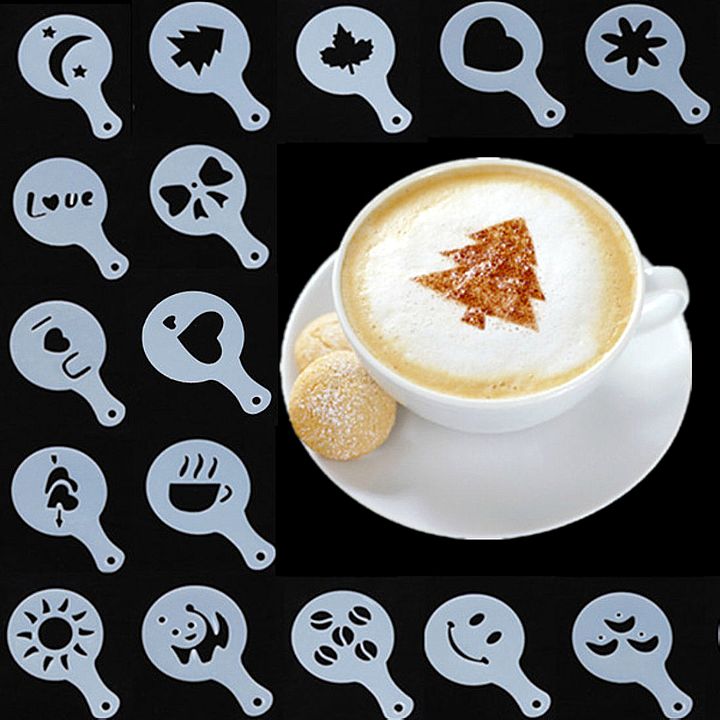 16 תבניות סיליקון לקישוט כוסות קפה