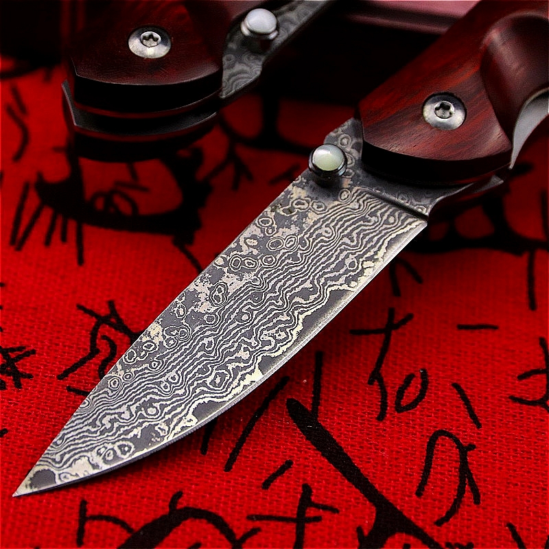 סכין הישרדות מתקפלת להב פלדה דמשק דמשקאית